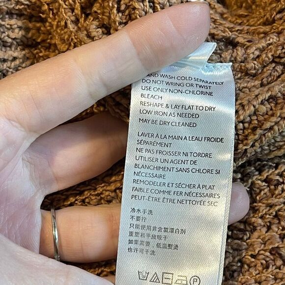 Free People On Your Side Pullover Sweater Small Cable Knit Brown Boxy Cropped - Picture 16 of 16